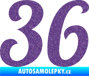 Samolepka Startovní číslo 36 typ 3  Ultra Metalic fialová