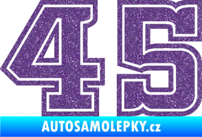 Samolepka Startovní číslo 45 typ 5 Ultra Metalic fialová