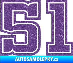 Samolepka Startovní číslo 51 typ 5 Ultra Metalic fialová
