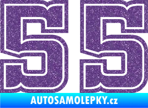 Samolepka Startovní číslo 55 typ 5 Ultra Metalic fialová