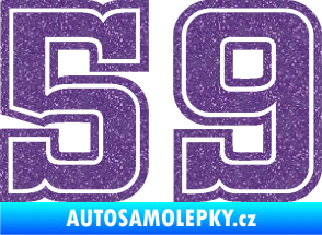 Samolepka Startovní číslo 59 typ 5 Ultra Metalic fialová