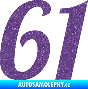 Samolepka Startovní číslo 61 typ 3 Ultra Metalic fialová