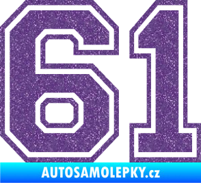 Samolepka Startovní číslo 61 typ 4 Ultra Metalic fialová