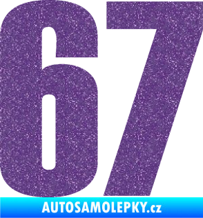 Samolepka Startovní číslo 67 typ 2      Ultra Metalic fialová