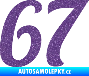 Samolepka Startovní číslo 67 typ 3 Ultra Metalic fialová
