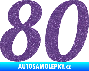 Samolepka Startovní číslo 80 typ 3   Ultra Metalic fialová