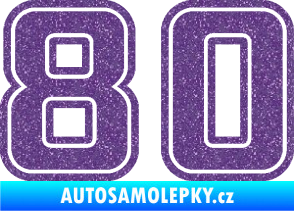 Samolepka Startovní číslo 80 typ 5 Ultra Metalic fialová