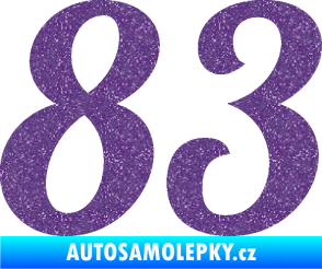 Samolepka Startovní číslo 83 typ 3   Ultra Metalic fialová