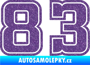 Samolepka Startovní číslo 83 typ 5 Ultra Metalic fialová
