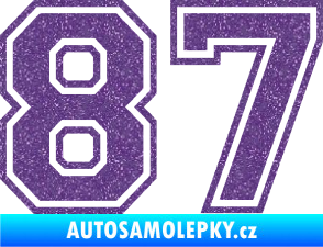 Samolepka Startovní číslo 87 typ 4 Ultra Metalic fialová