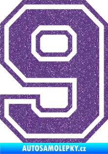 Samolepka Startovní číslo 9 typ 4 Ultra Metalic fialová