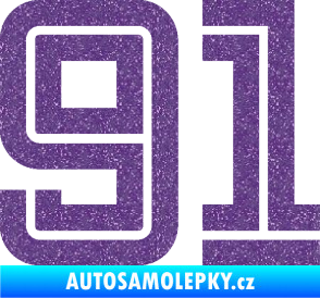 Samolepka Startovní číslo 91 typ 7 Ultra Metalic fialová