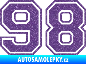 Samolepka Startovní číslo 98 typ 4 Ultra Metalic fialová