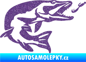 Samolepka Štika 005 pravá s návnadou Ultra Metalic fialová