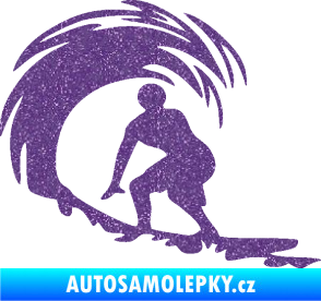 Samolepka Surfař 005 levá velké vlny Ultra Metalic fialová