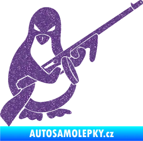 Samolepka Tučňák se samopalem pravá Ultra Metalic fialová