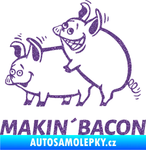 Samolepka Veselá prasátka makin bacon levá Ultra Metalic fialová