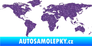 Samolepka World mapa světa Ultra Metalic fialová