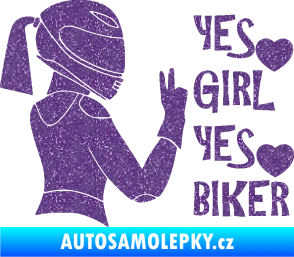 Samolepka Yes girl, yes biker motorkářka Ultra Metalic fialová