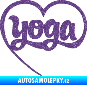 Samolepka Yoga nápis v srdíčku Ultra Metalic fialová