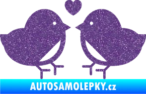 Samolepka Zamilovaní ptáčci 001 se srdíčkem Ultra Metalic fialová