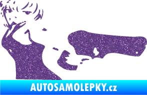 Samolepka Žena s pistolí pravá Ultra Metalic fialová