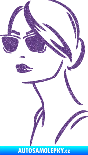 Samolepka Žena tvář 003 levá s brýlemi Ultra Metalic fialová