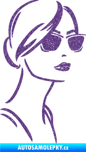 Samolepka Žena tvář 003 pravá s brýlemi Ultra Metalic fialová