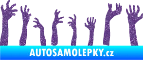 Samolepka Zombie 002 levá mrtví vylézají z hrobu Ultra Metalic fialová