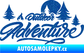 Samolepka Adventure outdoor nápis les,hory a táborák Ultra Metalic modrá