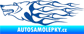 Samolepka Animal flames 017 levá vlk Ultra Metalic modrá