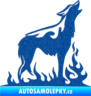 Samolepka Animal flames 066 pravá vyjící vlk Ultra Metalic modrá