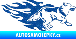 Samolepka Animal flames 090 pravá  vlk Ultra Metalic modrá