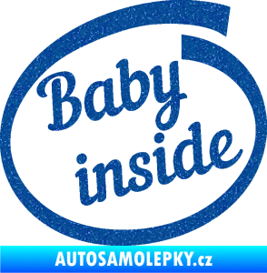 Samolepka Baby inside dítě v autě nápis Ultra Metalic modrá