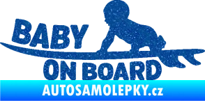 Samolepka Baby on board 010 levá surfing Ultra Metalic modrá