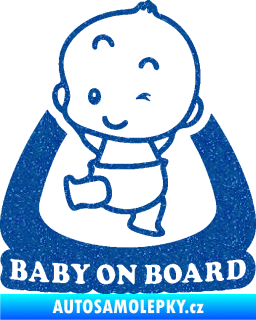 Samolepka Baby on board 011 levá s nápisem Ultra Metalic modrá