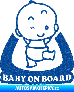 Samolepka Baby on board 011 pravá s nápisem Ultra Metalic modrá