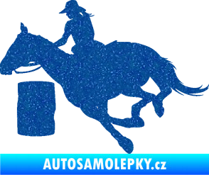 Samolepka Barrel racing 001 levá cowgirl rodeo Ultra Metalic modrá