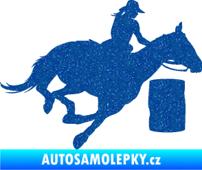 Samolepka Barrel racing 001 pravá cowgirl rodeo Ultra Metalic modrá