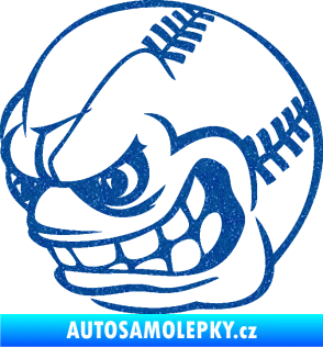 Samolepka Baseballový míček 001 levá s obličejem Ultra Metalic modrá