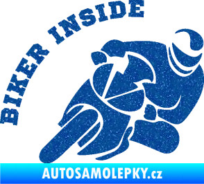 Samolepka Biker inside 002 pravá motorkář Ultra Metalic modrá