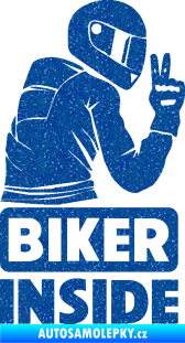 Samolepka Biker inside 003 pravá motorkář Ultra Metalic modrá