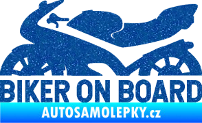 Samolepka Biker on board levá motorka Ultra Metalic modrá