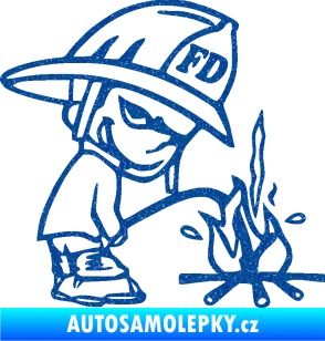 Samolepka Boy čůrá 004 hasič pravá Ultra Metalic modrá
