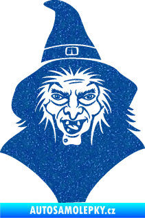 Samolepka Čarodějnice 002 levá hlava s kloboukem Ultra Metalic modrá