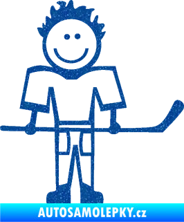 Samolepka Cartoon family kluk 002 pravá hokejista Ultra Metalic modrá