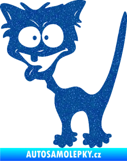 Samolepka Crazy cat levá bláznivá kočka Ultra Metalic modrá