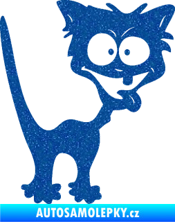 Samolepka Crazy cat pravá bláznivá kočka Ultra Metalic modrá