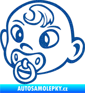 Samolepka Dítě v autě 004 levá miminko s dudlíkem hlavička Ultra Metalic modrá