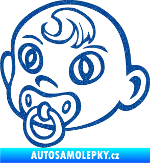 Samolepka Dítě v autě 005 levá miminko s dudlíkem hlavička Ultra Metalic modrá